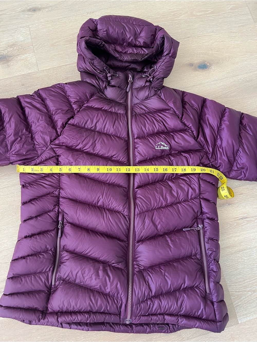 L.L. Bean Hooded Plum Quilted Down Jacket